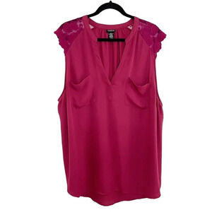 Torrid Wine Lace Inset Sleeveless Lightweight Blouse Women's Plus Size 3X